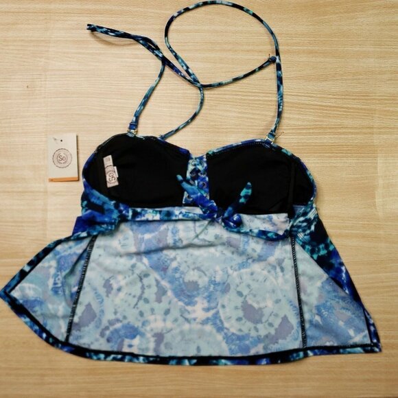 So Juniors NWT Tankini Top With Lace up Detail XS - Picture 2 of 6